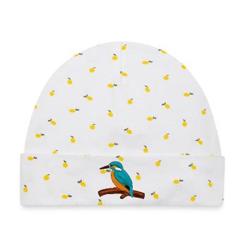 eisvogel vogel bunt - Baby Premium Organic Mütze - Weiß/Zitronengelb - Vorne