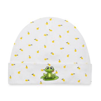 Frosch auf Seerose - Baby Premium Organic Mütze - Weiß/Zitronengelb - Vorne