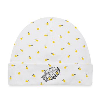 Zeppelin Zeichnung Perspektive - Baby Premium Organic Mütze - Weiß/Zitronengelb - Vorne