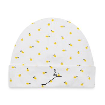 Skateboard Kickflip Junge Cap Cool - Baby Premium Organic Mütze - Weiß/Zitronengelb - Vorne