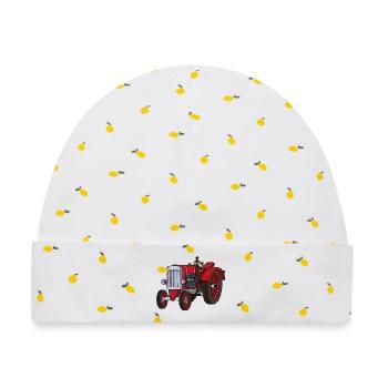Roter Trecker - Baby Premium Organic Mütze - Weiß/Zitronengelb - Vorne