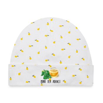 Mint Tea Addict Süchtig Minze Tee Geschenk Tee - Baby Premium Organic Mütze - Weiß/Zitronengelb - Vorne