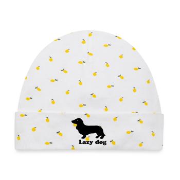 Lazy Dog - Baby Premium Organic Mütze - Weiß/Zitronengelb - Vorne