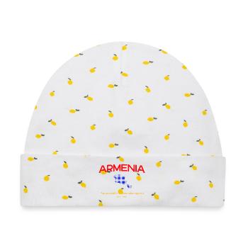 Armenia Map Script Emblem - Baby Premium Organic Mütze - Weiß/Zitronengelb - Vorne