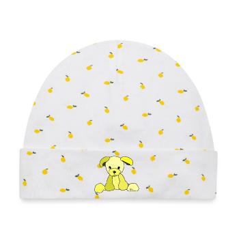 Hund Comic - Baby Premium Organic Mütze - Weiß/Zitronengelb - Vorne