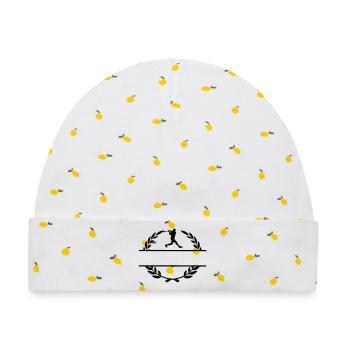 Baseballspieler-Hitter-Monogramm - Baby Premium Organic Mütze - Weiß/Zitronengelb - Vorne