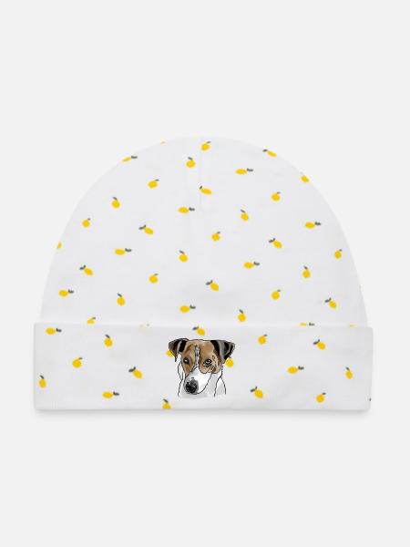 Jack Russel Terrier - Baby Premium Organic Mütze - Weiß/Zitronengelb