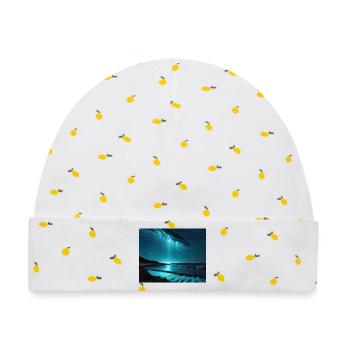 Wasser Nachtblau Lichtspiel Meer  - Baby Premium Organic Mütze - Weiß/Zitronengelb - Vorne