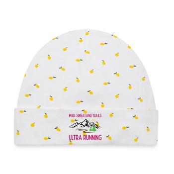 Ultra Running - Schlamm, Schweiß und Trails - Baby Premium Organic Mütze - Weiß/Zitronengelb - Vorne