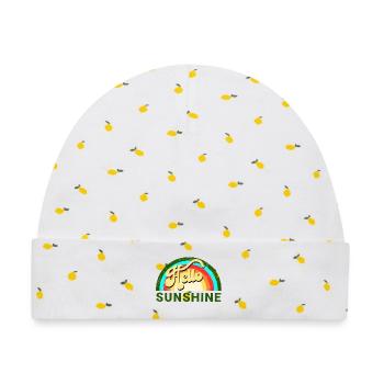 Hallo Sonnenschein - Baby Premium Organic Mütze - Weiß/Zitronengelb - Vorne