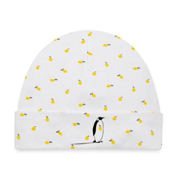 Pinguin - Baby Premium Organic Mütze - Weiß/Zitronengelb - Vorne