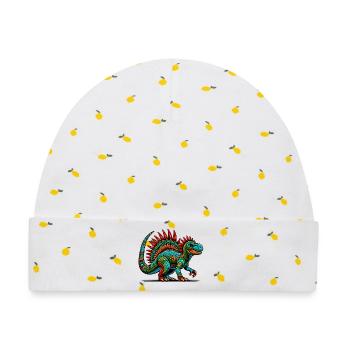 Dinosaurier - Baby Premium Organic Mütze - Weiß/Zitronengelb - Vorne