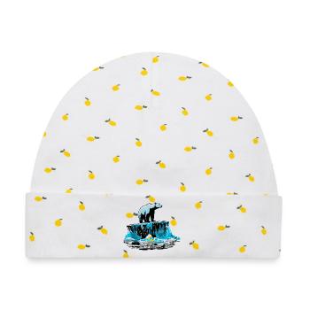 Eisbär auf Eisscholle – Arktisches Design - Baby Premium Organic Mütze - Weiß/Zitronengelb - Vorne