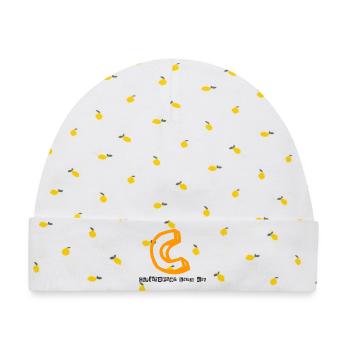 Christopher kann das Abstrakter Kaugummi-Print - Baby Premium Organic Mütze - Weiß/Zitronengelb - Vorne