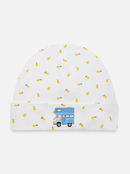 Wohnmobil - Baby Premium Organic Mütze - Weiß/Zitronengelb