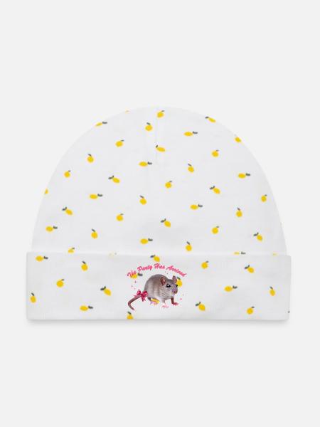 Glamour Mouse Arrives - Baby Premium Organic Mütze - Weiß/Zitronengelb
