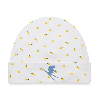 Skier Silhouette im Sprung - Baby Premium Organic Mütze - Weiß/Zitronengelb - Vorne