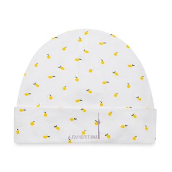 Witziger Berliner Fernsehturm Silhouette Parodie - Baby Premium Organic Mütze - Weiß/Zitronengelb - Vorne