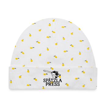 Spätzla Press | Typisch Schwäbisch - Baby Premium Organic Mütze - Weiß/Zitronengelb - Vorne