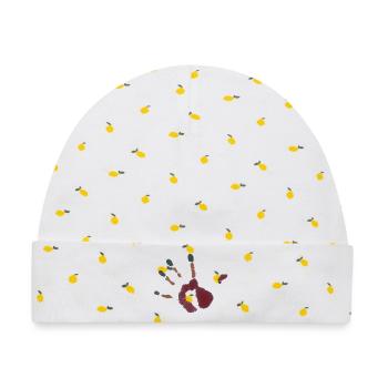 Handabdruck Illustration - Baby Premium Organic Mütze - Weiß/Zitronengelb - Vorne