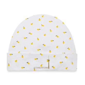 Witziger Berliner Fernsehturm Silhouette Parodie - Baby Premium Organic Mütze - Weiß/Zitronengelb - Vorne