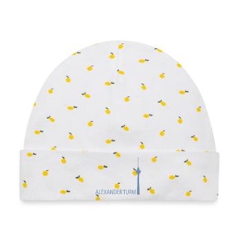 Minimalistisch Silhouette des Berliner Fernsehturm - Baby Premium Organic Mütze - Weiß/Zitronengelb - Vorne