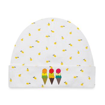Bunte Eistüten Illustration - Baby Premium Organic Mütze - Weiß/Zitronengelb - Vorne