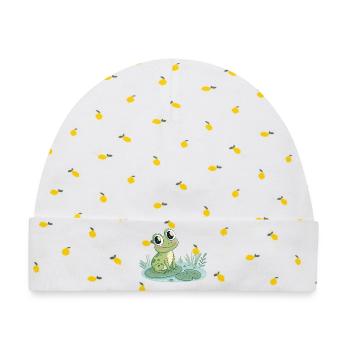 Niedlicher Frosch auf Seerose - Baby Premium Organic Mütze - Weiß/Zitronengelb - Vorne