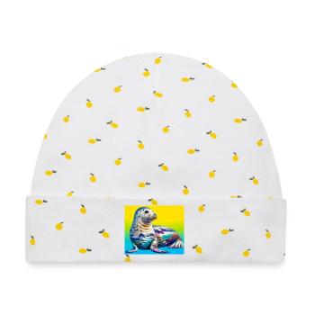 Siegel - Baby Premium Organic Mütze - Weiß/Zitronengelb - Vorne