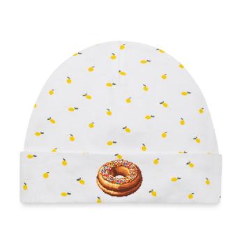 Pixel Donut  - Baby Premium Organic Mütze - Weiß/Zitronengelb - Vorne