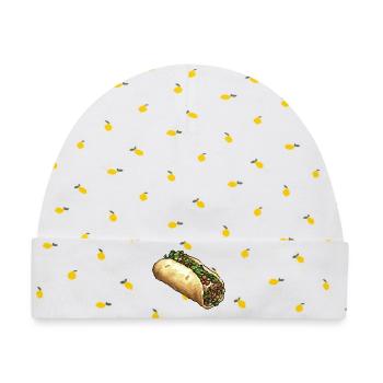 Pixel Taco Fiesta Pixelkunst - Baby Premium Organic Mütze - Weiß/Zitronengelb - Vorne