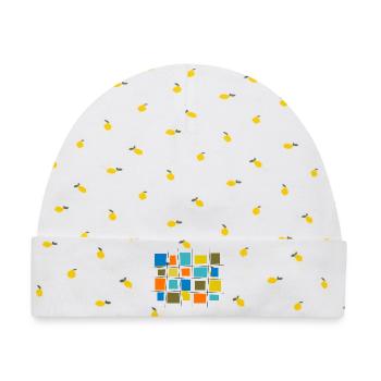 Farbiges Patchwork von Cean - Baby Premium Organic Mütze - Weiß/Zitronengelb - Vorne