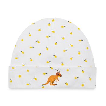 Känguru-Ameise mit Antennen - Baby Premium Organic Mütze - Weiß/Zitronengelb - Vorne