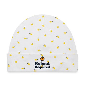 REBOOT REQUIRED Neustart Erforderlich - Baby Premium Organic Mütze - Weiß/Zitronengelb - Vorne