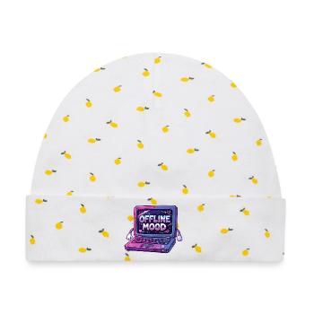 Y2K Retro – Offline Mood - Baby Premium Organic Mütze - Weiß/Zitronengelb - Vorne