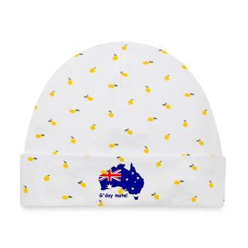 G'day Mate Australische Flagge - Baby Premium Organic Mütze - Weiß/Zitronengelb - Vorne