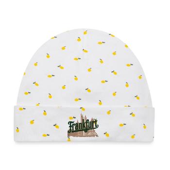  Frankfurt Skyline Silhouette mit Historischen und - Baby Premium Organic Mütze - Weiß/Zitronengelb - Vorne