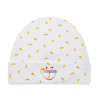Camping Farbenspiel Logo - Baby Premium Organic Mütze - Weiß/Zitronengelb - Vorne