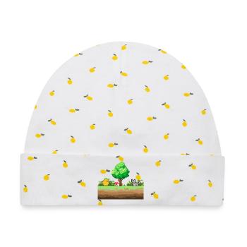 Pixelgarten Abenteuer - Baby Premium Organic Mütze - Weiß/Zitronengelb - Vorne