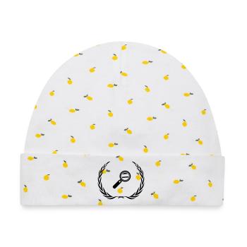 Lupe Symbol Kranz - Baby Premium Organic Mütze - Weiß/Zitronengelb - Vorne