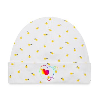 Trickster Yum Rainbow - Baby Premium Organic Mütze - Weiß/Zitronengelb - Vorne
