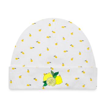 Citrus Print - Baby Premium Organic Mütze - Weiß/Zitronengelb - Vorne