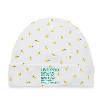 Liverpool – England Textdesign - Baby Premium Organic Mütze - Weiß/Zitronengelb - Vorne