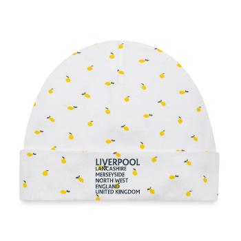 Liverpool – England Textdesign - Baby Premium Organic Mütze - Weiß/Zitronengelb - Vorne