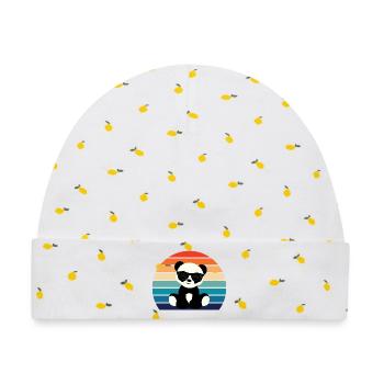Cool Panda Graphic - Baby Premium Organic Mütze - Weiß/Zitronengelb - Vorne