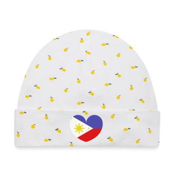 Philippinische Herzflagge - Baby Premium Organic Mütze - Weiß/Zitronengelb - Vorne