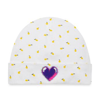 Glitchherz Neon Pixel Liebe Nerd - Baby Premium Organic Mütze - Weiß/Zitronengelb - Vorne