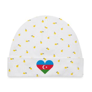Herzflagge Aserbaidschans - Baby Premium Organic Mütze - Weiß/Zitronengelb - Vorne