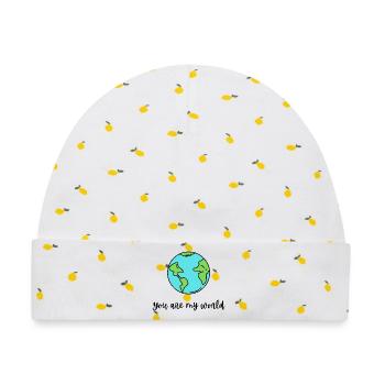 Du bist meine Welt. - Baby Premium Organic Mütze - Weiß/Zitronengelb - Vorne
