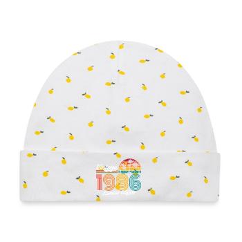 Vintage 1980s Limited Edition - Baby Premium Organic Mütze - Weiß/Zitronengelb - Vorne